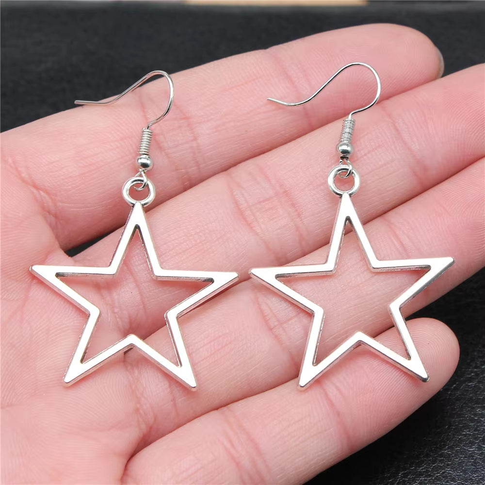 Vintage Star Drop Dangle Earrings for Women Fashion Jewelry Ladies Accessories Party Gift New